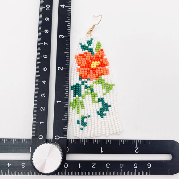 NWT - Floral Beaded Fringe Earrings - Multicolor - Picture 3 of 5